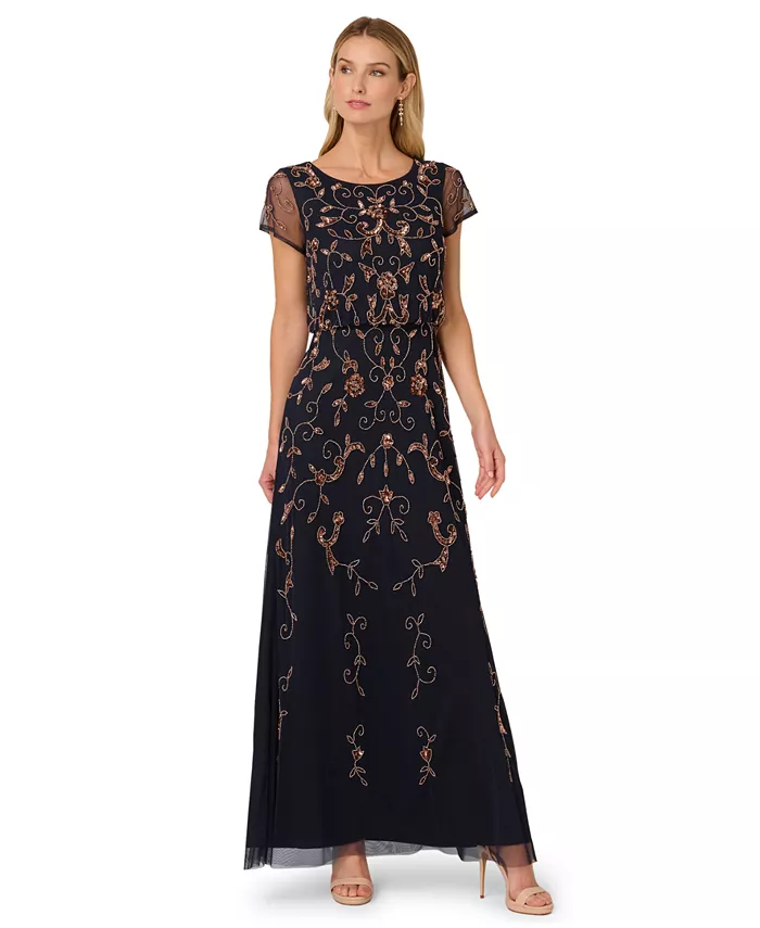 Женское платье-блузон с вырезом-лодочкой, расшитое бисером, 0P-20 Adrianna Papell
Женское платье-блузон с вырезом-лодочкой, расшитое бисером, 0P-20 Adrianna Papell