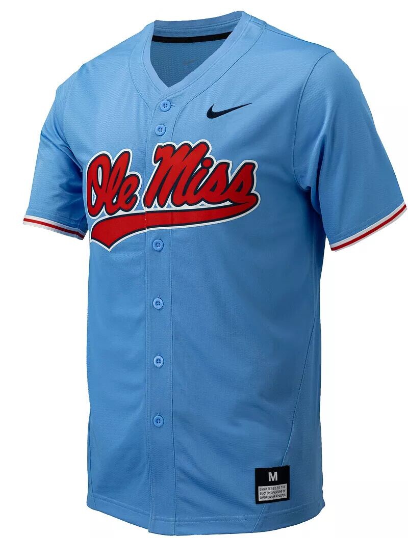 Мужская мужская бейсбольная майка на пуговицах Nike Ole Miss Rebels синего цвета
Мужская мужская бейсбольная майка на пуговицах Nike Ole Miss Rebels синего цвета