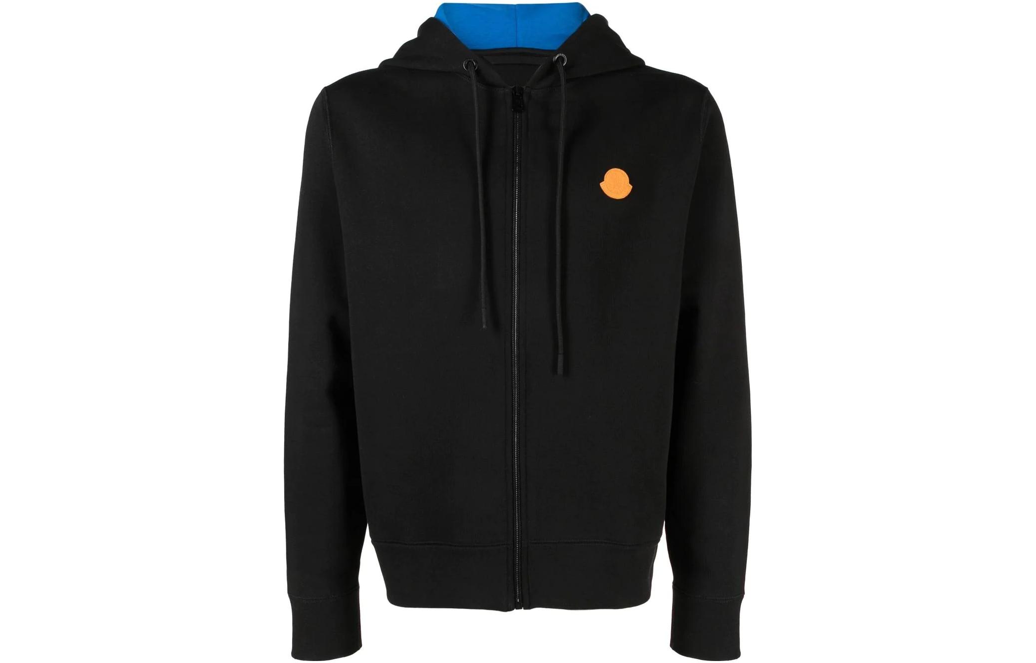 Монклер Худи на молнии с логотипом, черный 
Монклер Худи на молнии с логотипом, черный
