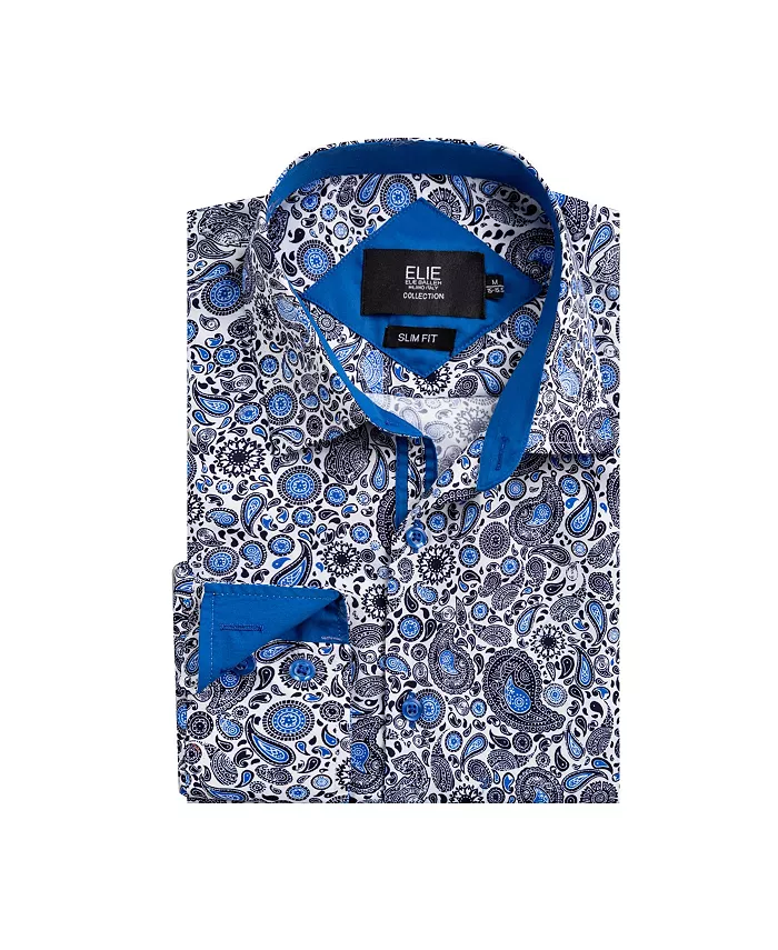 Стильная голубая рубашка с узором пейсли для подростков, Slim Fit Elie Balleh, синий
Стильная голубая рубашка с узором пейсли для подростков, Slim Fit Elie Balleh, синий