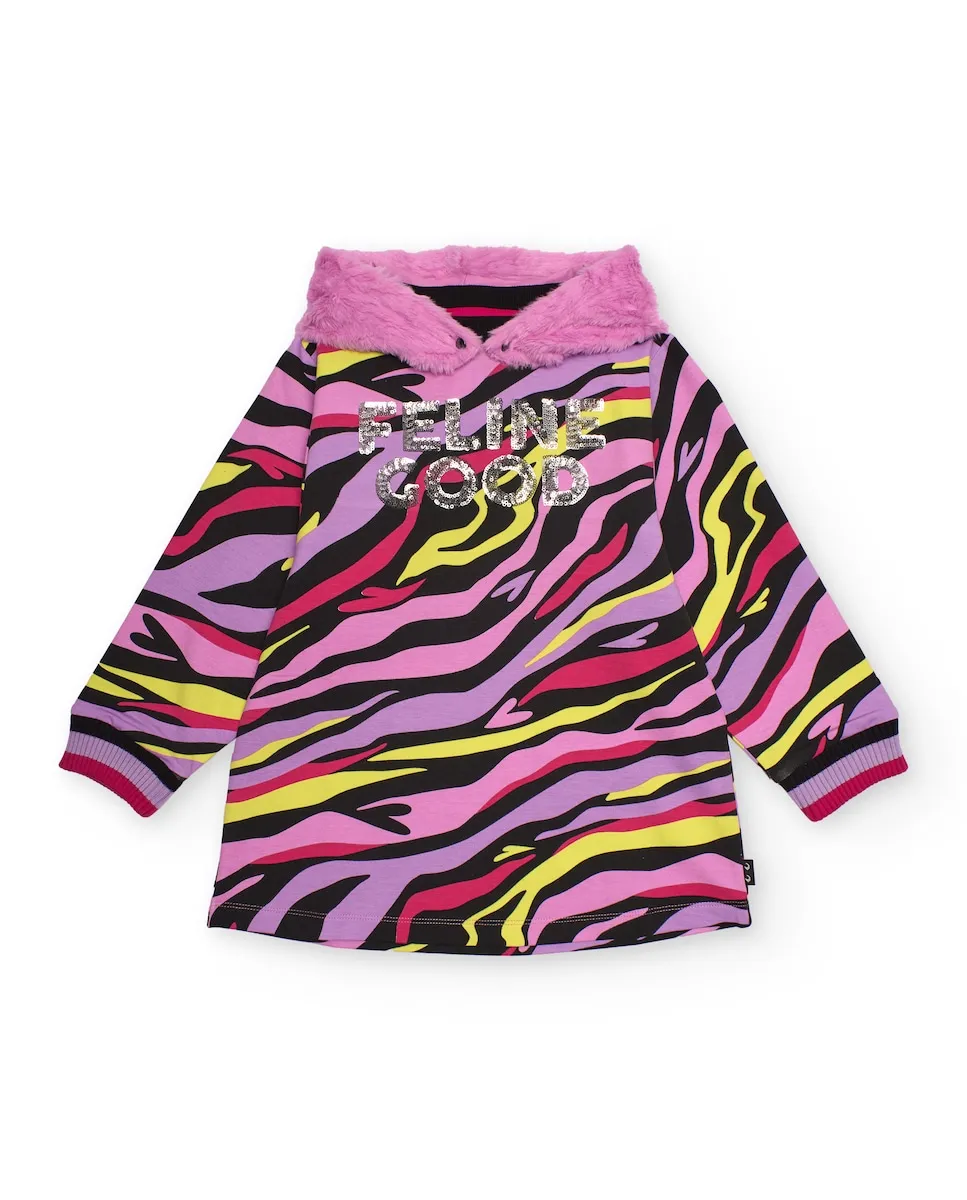 Флисовое платье для девочки с многоцветным принтом и капюшоном из меха Tuc tuc
Флисовое платье для девочки с многоцветным принтом и капюшоном из меха Tuc tuc