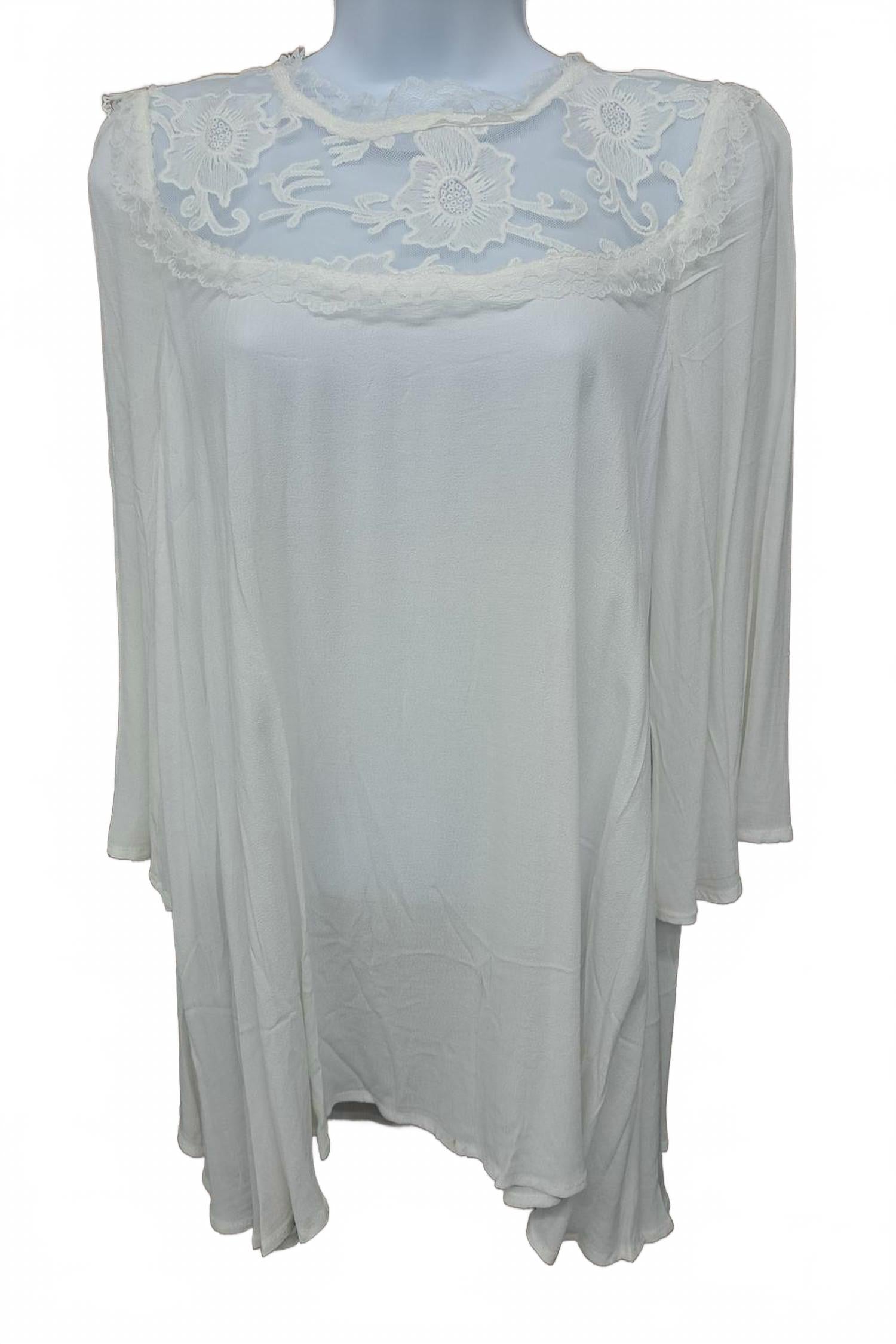 Женская блузка с цветочным кружевом и завязками на спине с рукавом 3/4 в белом цвете Mittoshop
Женская блузка с цветочным кружевом и завязками на спине с рукавом 3/4 в белом цвете Mittoshop