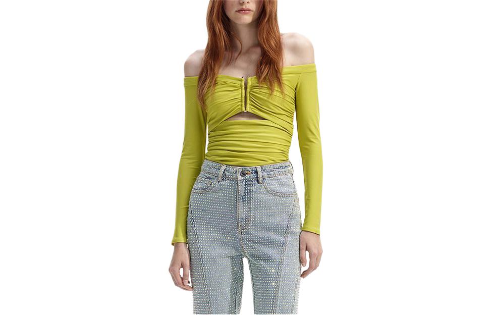 Футболка Self-portrait женская желтая с зеленым контрастом
Футболка Self-portrait женская желтая с зеленым контрастом