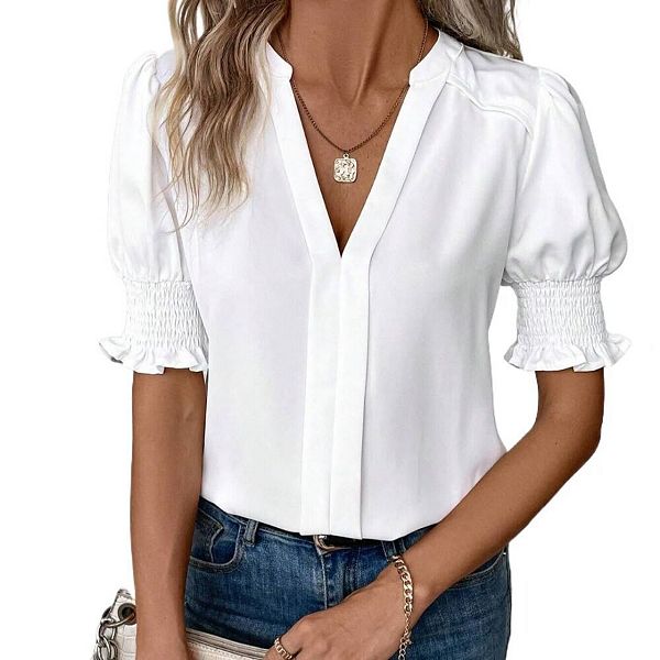 Блузка Puff с V-образным вырезом и рукавом 3/4 Yesfashion, White
Блузка Puff с V-образным вырезом и рукавом 3/4 Yesfashion, White