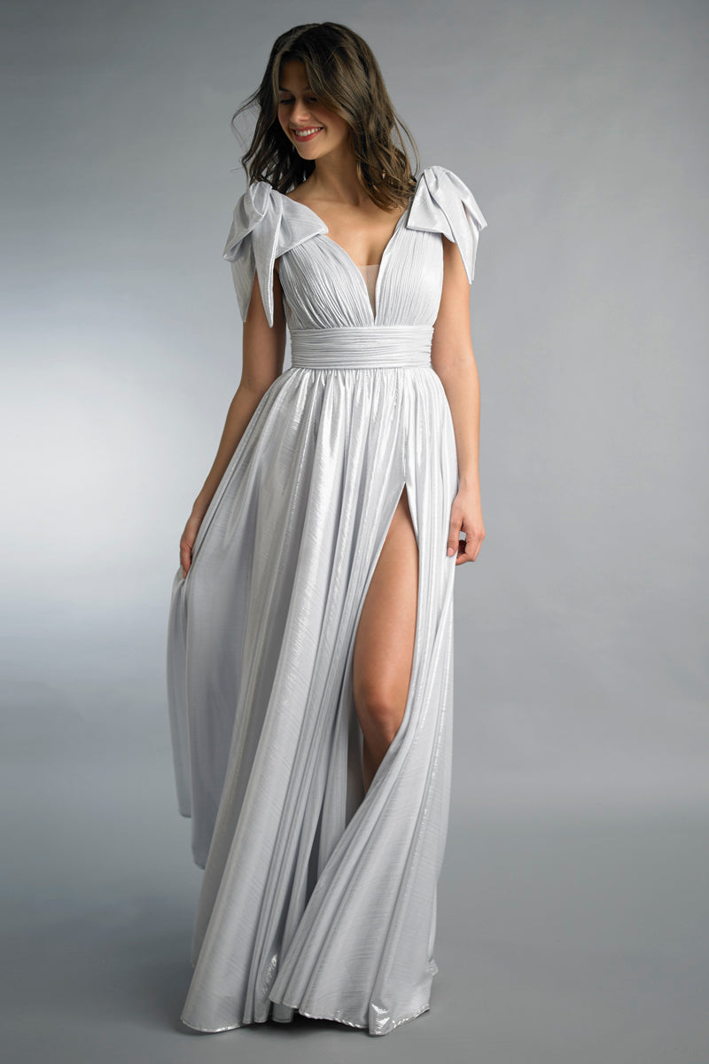 Платье с бантом на плечах и люрексом Basix Black Label, серебряный
Платье с бантом на плечах и люрексом Basix Black Label, серебряный