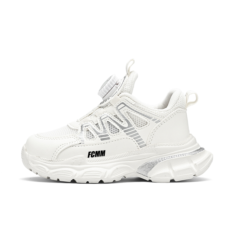 Дышащие, износостойкие, нескользящие, легкие, амортизирующие кроссовки для бега для детей FCMM, белый 
Дышащие, износостойкие, нескользящие, легкие, амортизирующие кроссовки для бега для детей FCMM, белый