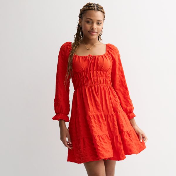 Мини-платье для юниоров с длинными рукавами и присборенным поясом Liberty Love, цвет fiery red 
Мини-платье для юниоров с длинными рукавами и присборенным поясом Liberty Love, цвет fiery red
