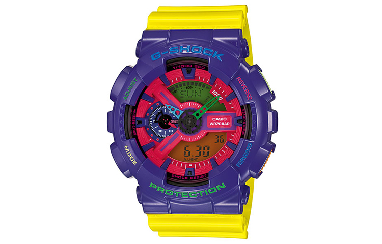 CASIO Часы Men Liquid Crystal/Analog Dual Display Series Red Watch GA-110HC-6A, Purple Watch Dial with Yellow Strap
CASIO Часы Men Liquid Crystal/Analog Dual Display Series Red Watch GA-110HC-6A, Purple Watch Dial with Yellow Strap
