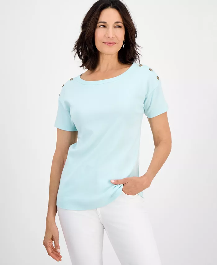 Футболка с кнопками на плечах из хлопка, Petite Style & Co, зеленый
Футболка с кнопками на плечах из хлопка, Petite Style & Co, зеленый