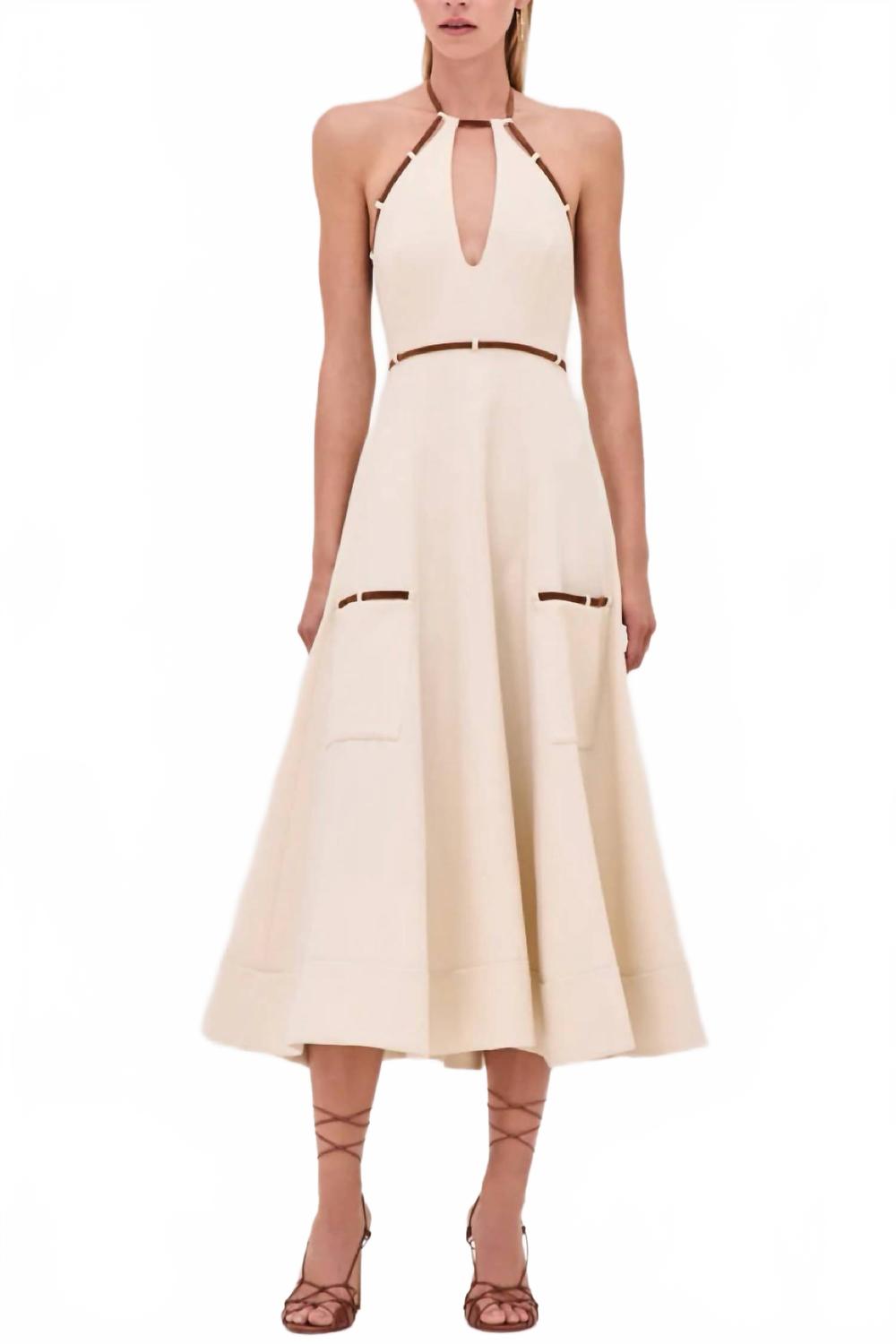 ALEXIS Платье-миди Arden из твила с завязками на шее, цвет слоновой кости
ALEXIS Платье-миди Arden из твила с завязками на шее, цвет слоновой кости