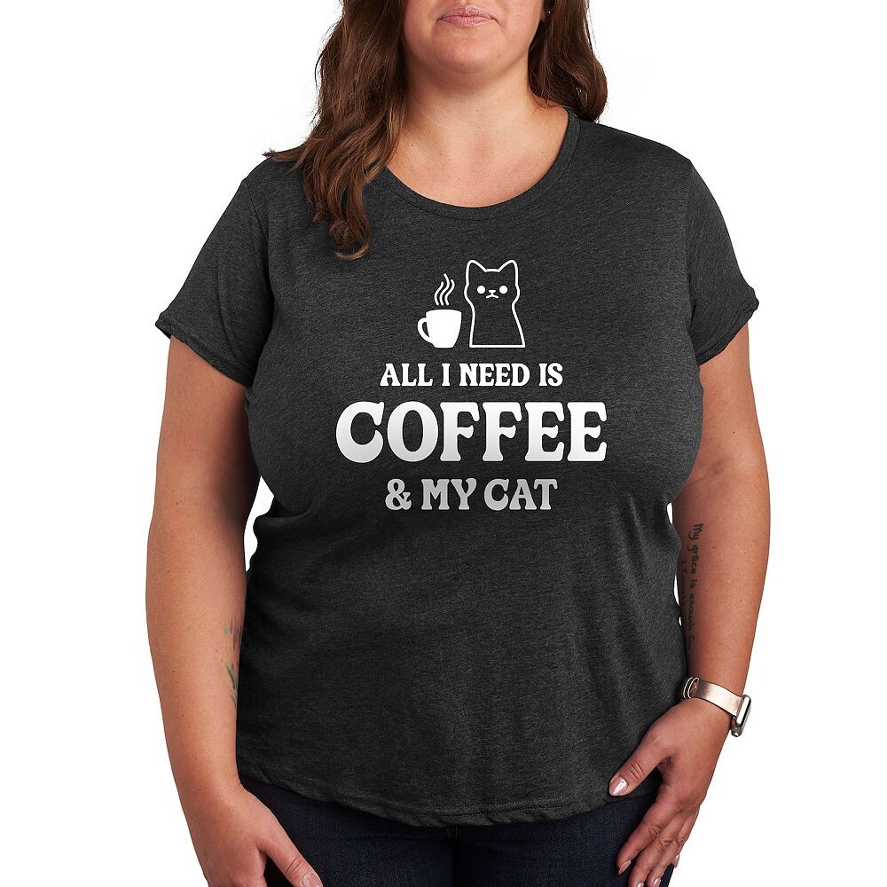 Футболка с рисунком Plus All I Need Coffee Cat Licensed Character, цвет Heather Charcoal 
Футболка с рисунком Plus All I Need Coffee Cat Licensed Character, цвет Heather Charcoal