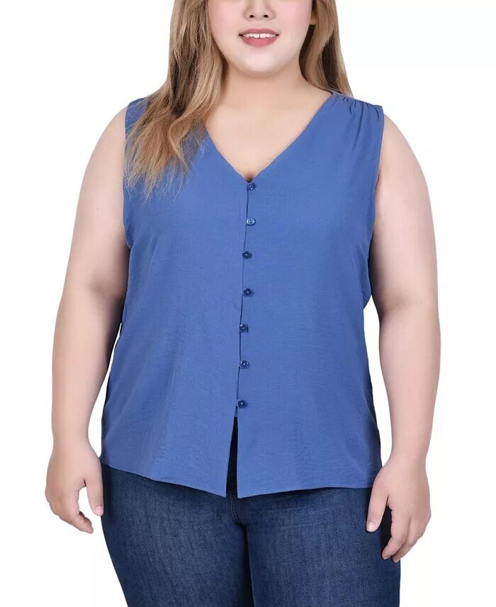 Блуза на пуговицах больших размеров без рукавов спереди NY Collection, синий
Блуза на пуговицах больших размеров без рукавов спереди NY Collection, синий