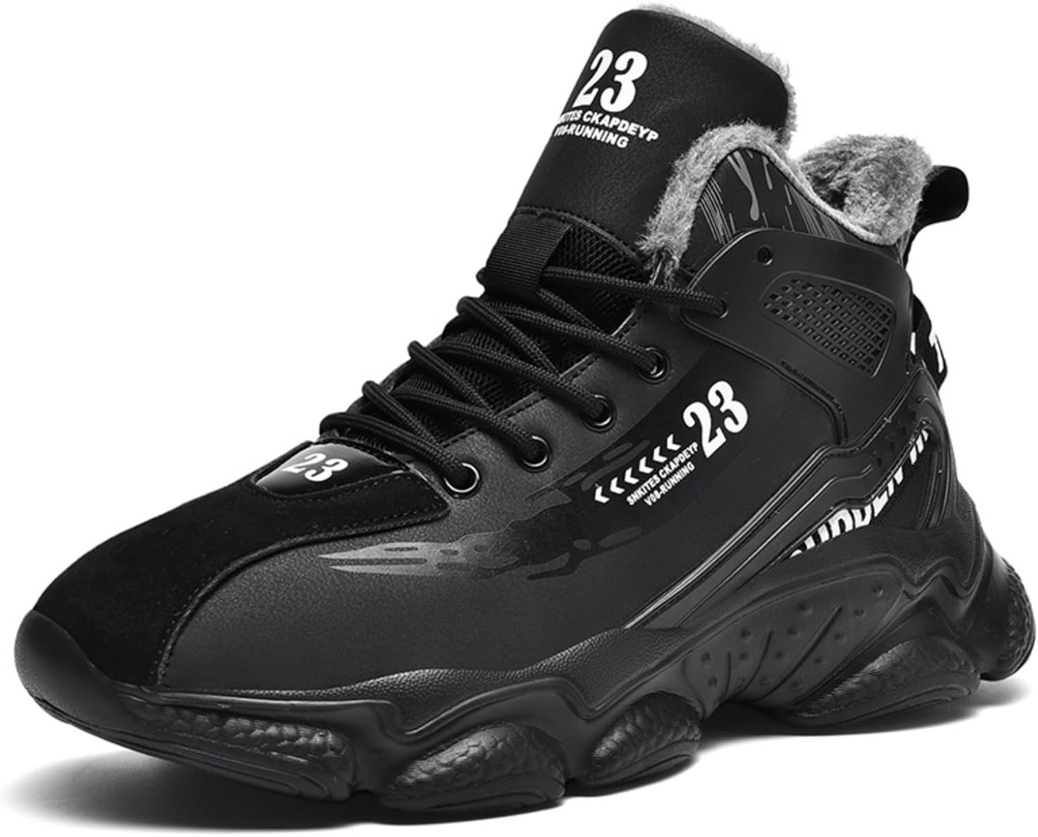 Мужские модные кроссовки на шнуровке с кожей и меховой подкладкой, на толстой подошве, средней высоты, с закругленным носком, нескользящие, массивные, повседневные спортивные туфли для ходьбы, тренировок и вождения Boaobaihuo, черный
Мужские модные кроссовки на шнуровке с кожей и меховой подкладкой, на толстой подошве, средней высоты, с закругленным носком, нескользящие, массивные, повседневные спортивные туфли для ходьбы, тренировок и вождения Boaobaihuo, черный