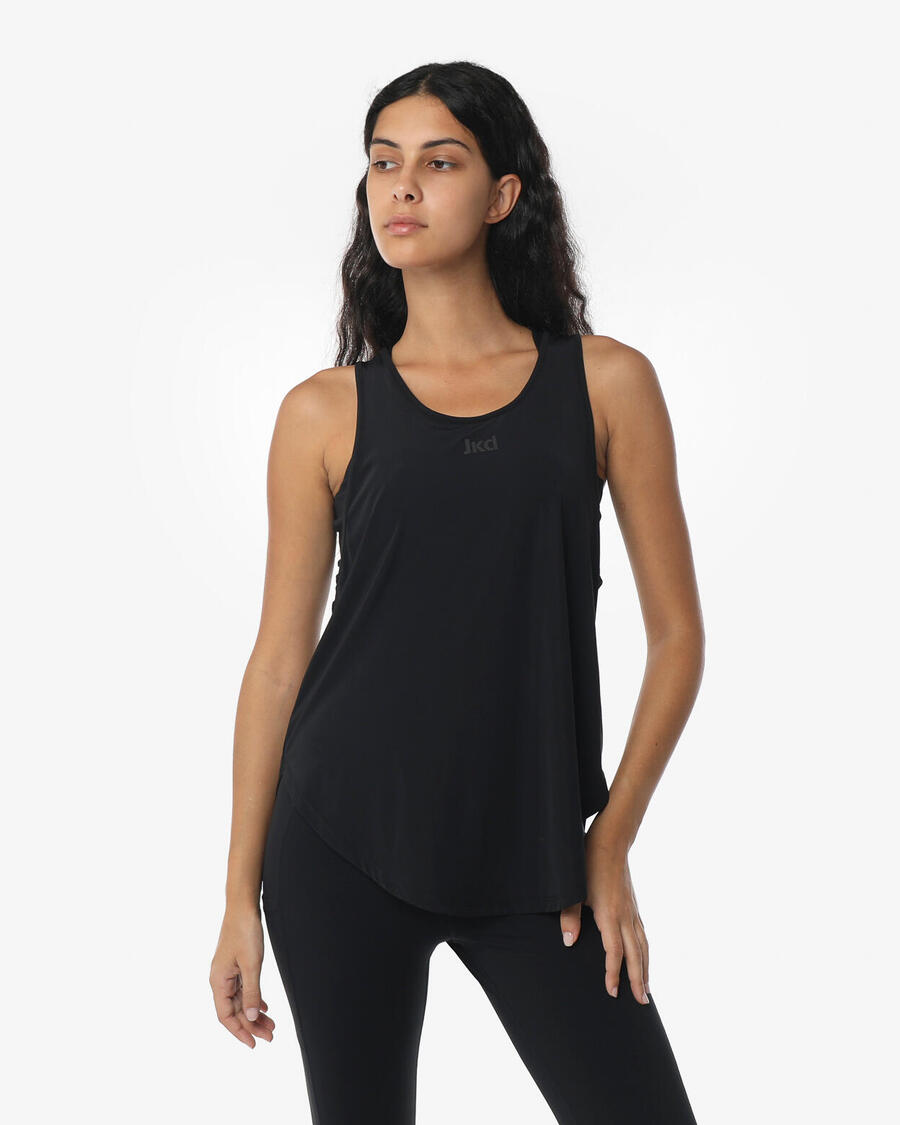 JAKED Черная синтетическая майка для фитнеса для женщин
JAKED Черная синтетическая майка для фитнеса для женщин