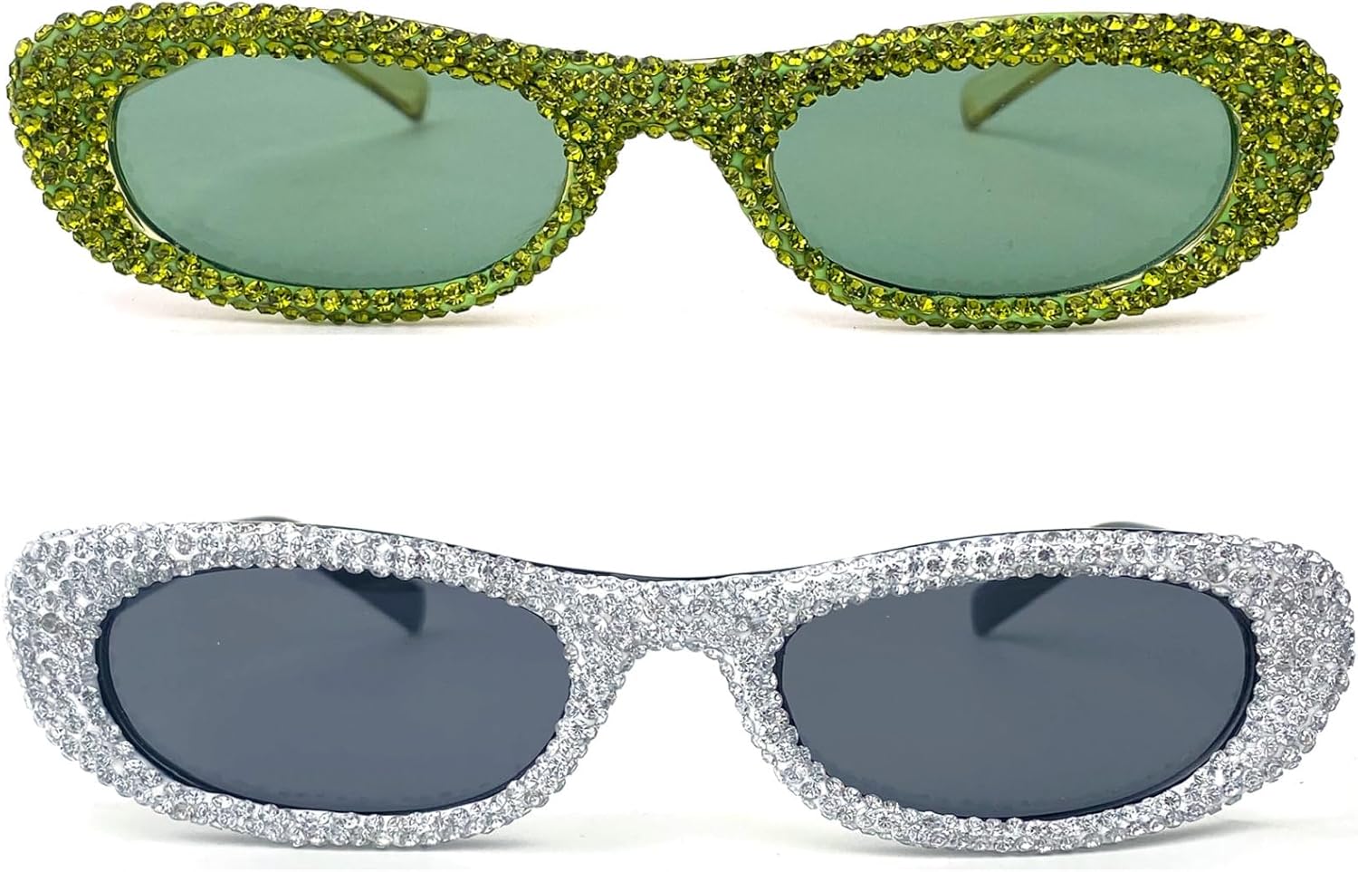 Ретро-солнцезащитные очки овальной формы с бриллиантами для мужчин и женщин, в стиле диско 90-х, маленькие прямоугольные солнцезащитные очки со стразами mincl, 2pcs-black&green
Ретро-солнцезащитные очки овальной формы с бриллиантами для мужчин и женщин, в стиле диско 90-х, маленькие прямоугольные солнцезащитные очки со стразами mincl, 2pcs-black&green