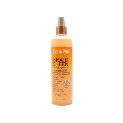 Спрей для блеска Braid Sheen Shine 8 в 1 Формула 12 унций 355 мл Бразильский кератин Salon Pro
Спрей для блеска Braid Sheen Shine 8 в 1 Формула 12 унций 355 мл Бразильский кератин Salon Pro