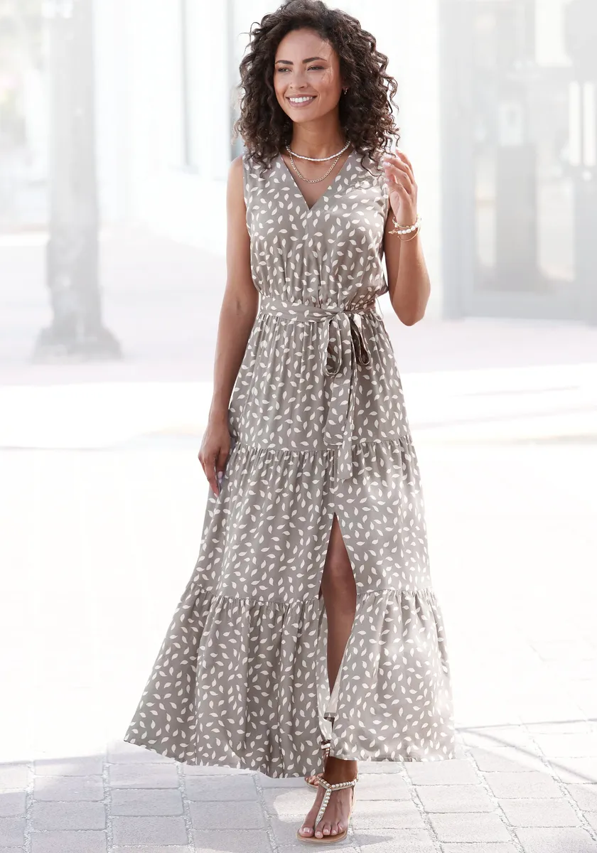 Платье макси Vivance (с поясом) и принтом по всей поверхности, летнее платье с разрезом, кремовый
Платье макси Vivance (с поясом) и принтом по всей поверхности, летнее платье с разрезом, кремовый