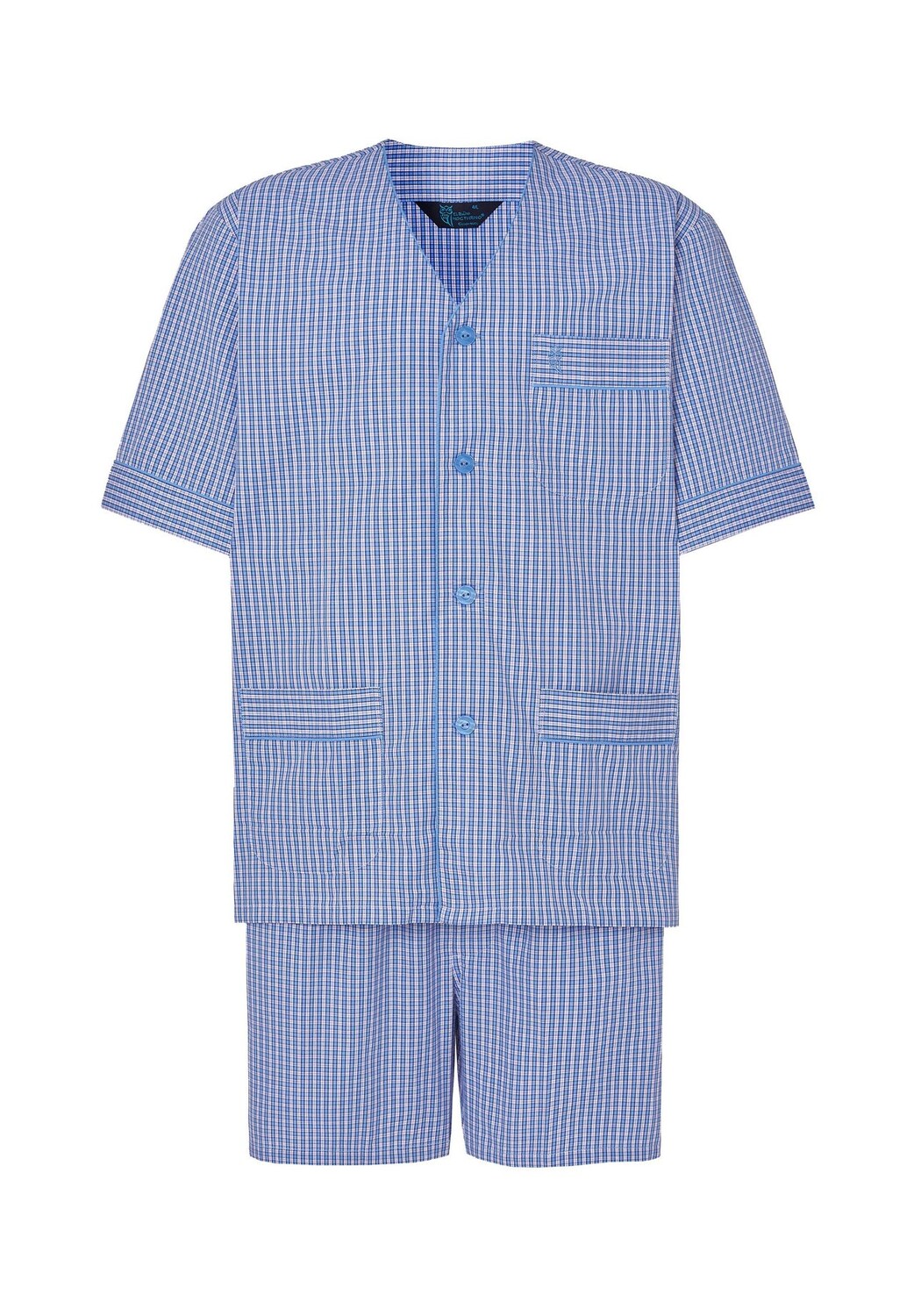 Мужская короткая синяя пижама из поплина для дзюдо в клетку El Búho NOCTURNO, синий
Мужская короткая синяя пижама из поплина для дзюдо в клетку El Búho NOCTURNO, синий