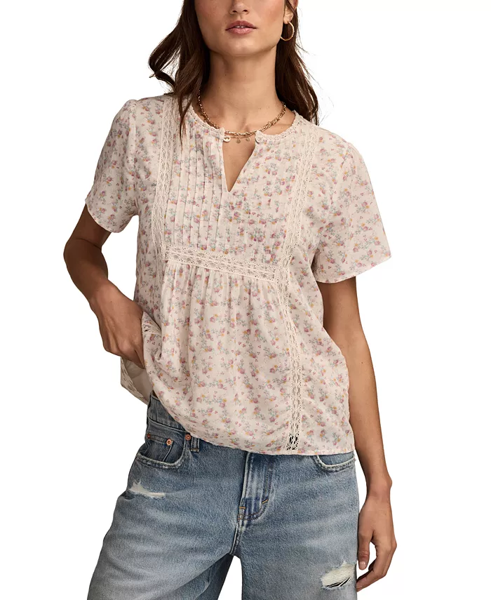 Женская крестьянская блуза из хлопка с плиссировкой и разрезом на горловине Lucky Brand, белый
Женская крестьянская блуза из хлопка с плиссировкой и разрезом на горловине Lucky Brand, белый