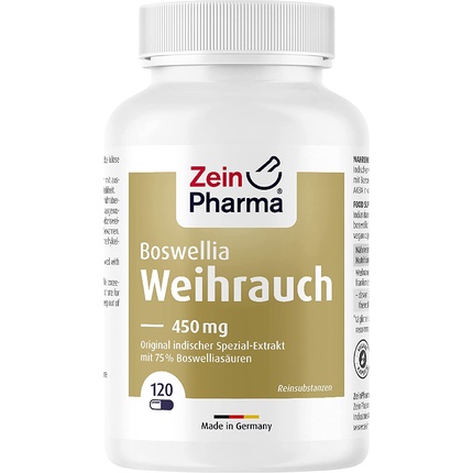 ZeinPharma Weihrauch 450 мг 120 капсул - Индийская добавка Boswellia Serrata Weihrauch с 75% кислотами босвеллии - веганская
ZeinPharma Weihrauch 450 мг 120 капсул - Индийская добавка Boswellia Serrata Weihrauch с 75% кислотами босвеллии - веганская
