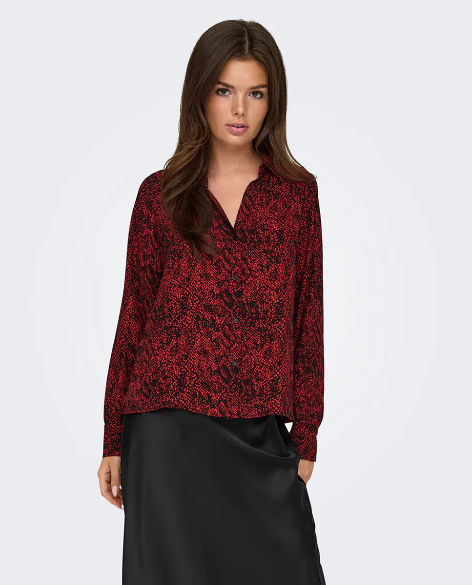 Женская рубашка на пуговицах с V-образным вырезом Only, красный
Женская рубашка на пуговицах с V-образным вырезом Only, красный