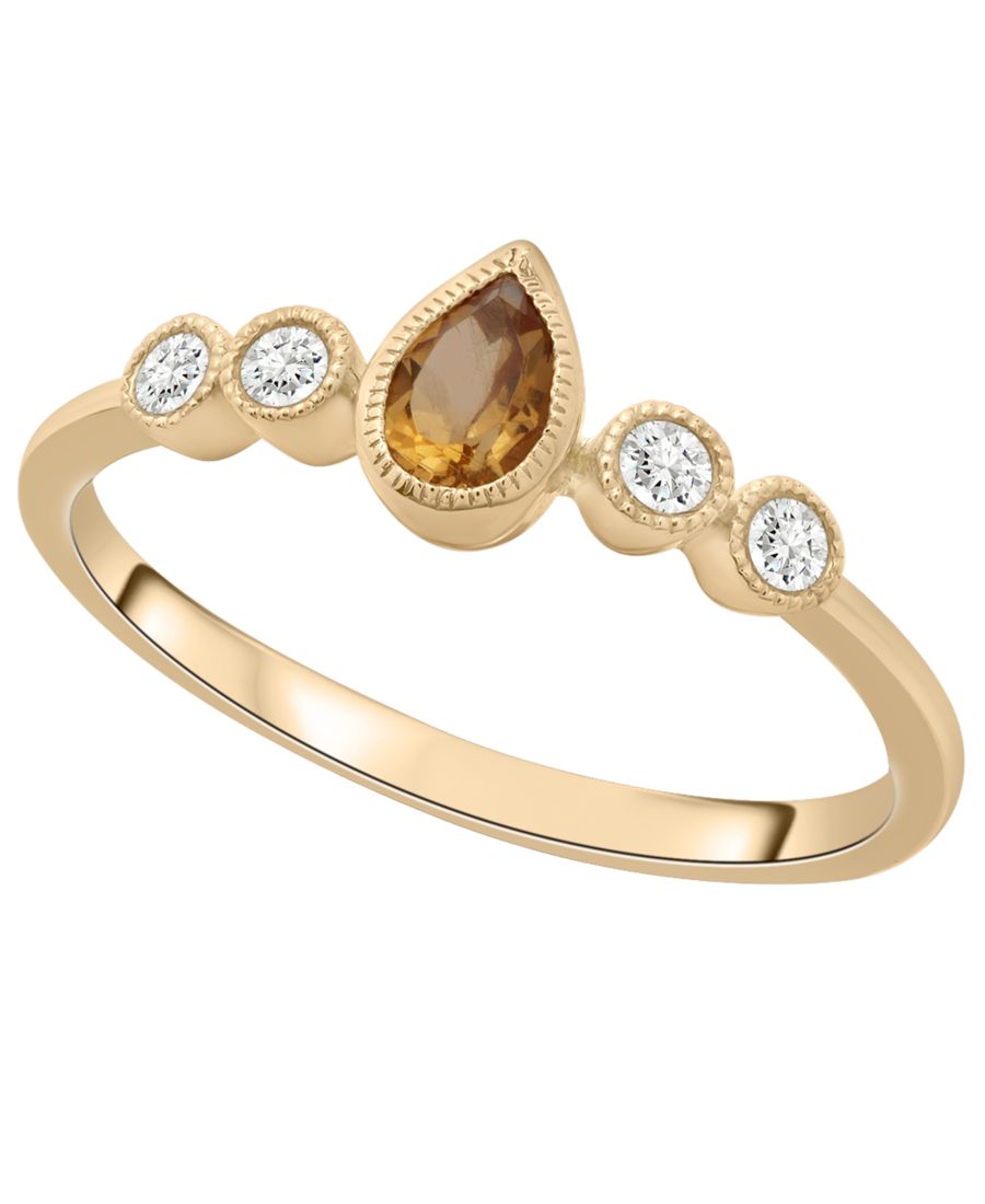 Кольцо в форме груши с цитрином (1/5 карата) и бриллиантами (1/10 карата) в оправе из стерлингового серебра с покрытием из 14-каратного золота Macy's, Yellow
Кольцо в форме груши с цитрином (1/5 карата) и бриллиантами (1/10 карата) в оправе из стерлингового серебра с покрытием из 14-каратного золота Macy's, Yellow