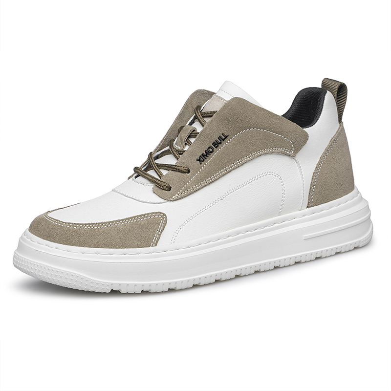 XIMO BULL Дышащие мужские скейтерские кроссовки на низком ходу с белым кожаным верхом, цвет White Leather Upper 
XIMO BULL Дышащие мужские скейтерские кроссовки на низком ходу с белым кожаным верхом, цвет White Leather Upper