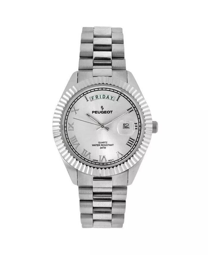 Мужские часы-браслет из нержавеющей стали с серебряным циферблатом, 40 мм, с рифленым безелем Peugeot, серебро
Мужские часы-браслет из нержавеющей стали с серебряным циферблатом, 40 мм, с рифленым безелем Peugeot, серебро