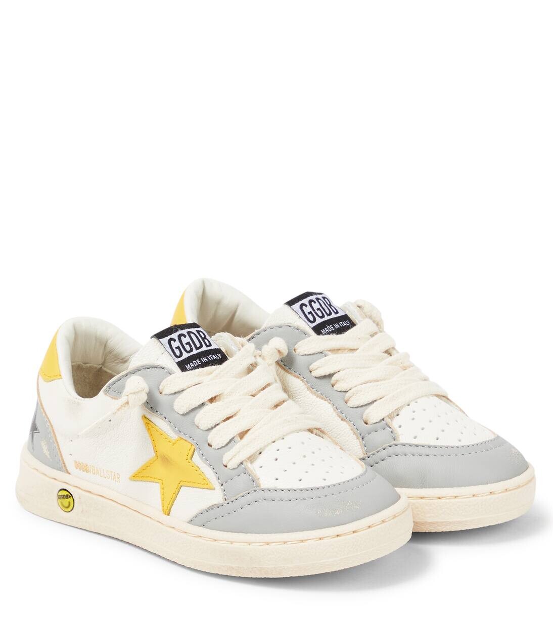 Кожаные кроссовки Ball Star Golden Goose Kids, цвет white/gray/yellow 
Кожаные кроссовки Ball Star Golden Goose Kids, цвет white/gray/yellow