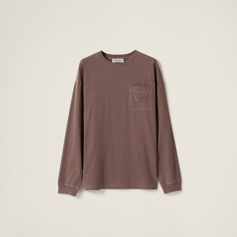 Футболка из джерси с длинным рукавом, окрашенная в готовом виде Miu Miu, коричневый
Футболка из джерси с длинным рукавом, окрашенная в готовом виде Miu Miu, коричневый