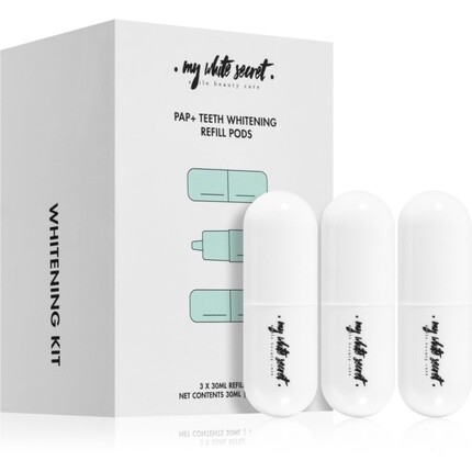 Сменные капсулы для отбеливания зубов - PAP+ Gel, 3x10 мл White Secret
Сменные капсулы для отбеливания зубов - PAP+ Gel, 3x10 мл White Secret