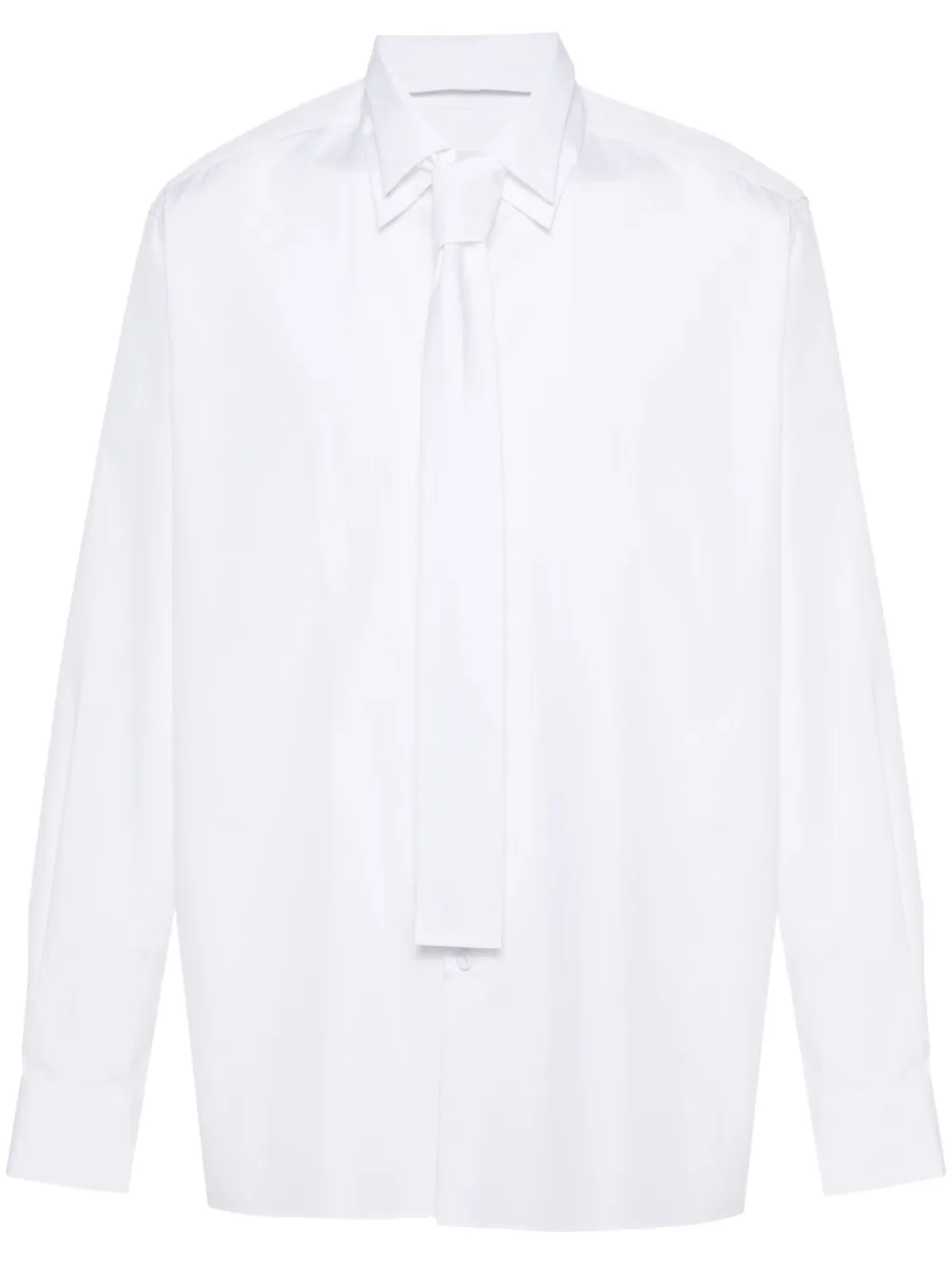 Поплиновая рубашка с многослойным воротником Prada, белый
Поплиновая рубашка с многослойным воротником Prada, белый