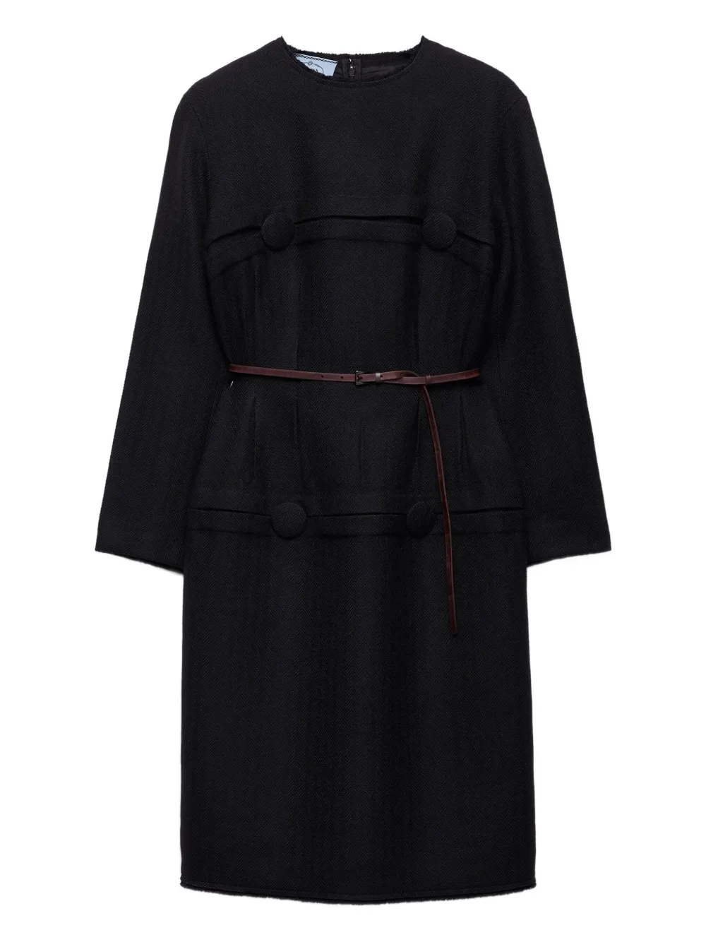 Шерстяное платье миди с пуговицами Prada, черный
Шерстяное платье миди с пуговицами Prada, черный