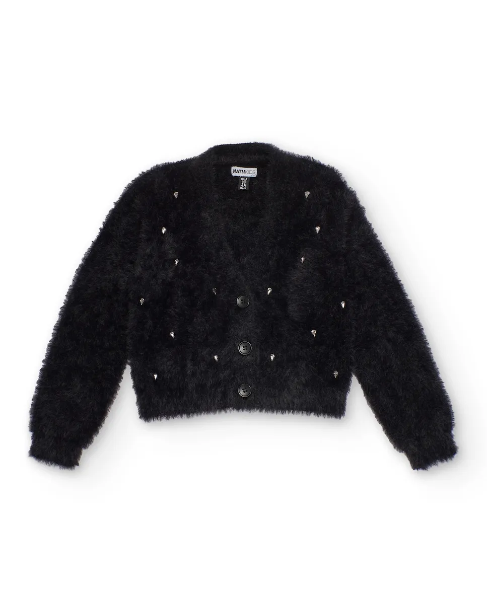 Черный вязаный пиджак для девочки с блестящими аппликациями Tuc tuc
Черный вязаный пиджак для девочки с блестящими аппликациями Tuc tuc
