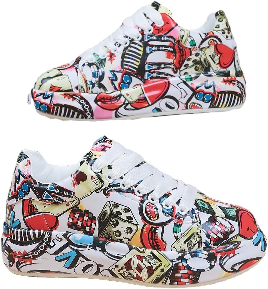 Дышащие кроссовки с низким верхом на шнуровке с граффити для мужчин и женщин - идеально подходят для спортзала, тенниса, ходьбы и модного образа Fenlogft, красный
Дышащие кроссовки с низким верхом на шнуровке с граффити для мужчин и женщин - идеально подходят для спортзала, тенниса, ходьбы и модного образа Fenlogft, красный