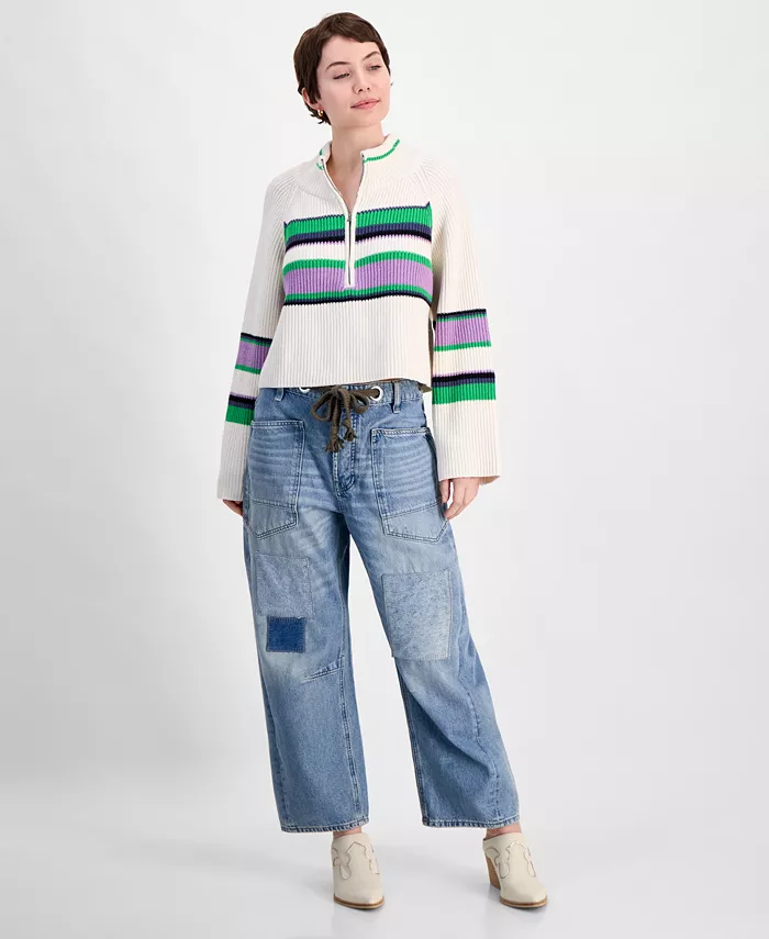 Женские хлопковые джинсы Moxie с заниженной талией и бочкообразным кроем Free People, синий
Женские хлопковые джинсы Moxie с заниженной талией и бочкообразным кроем Free People, синий