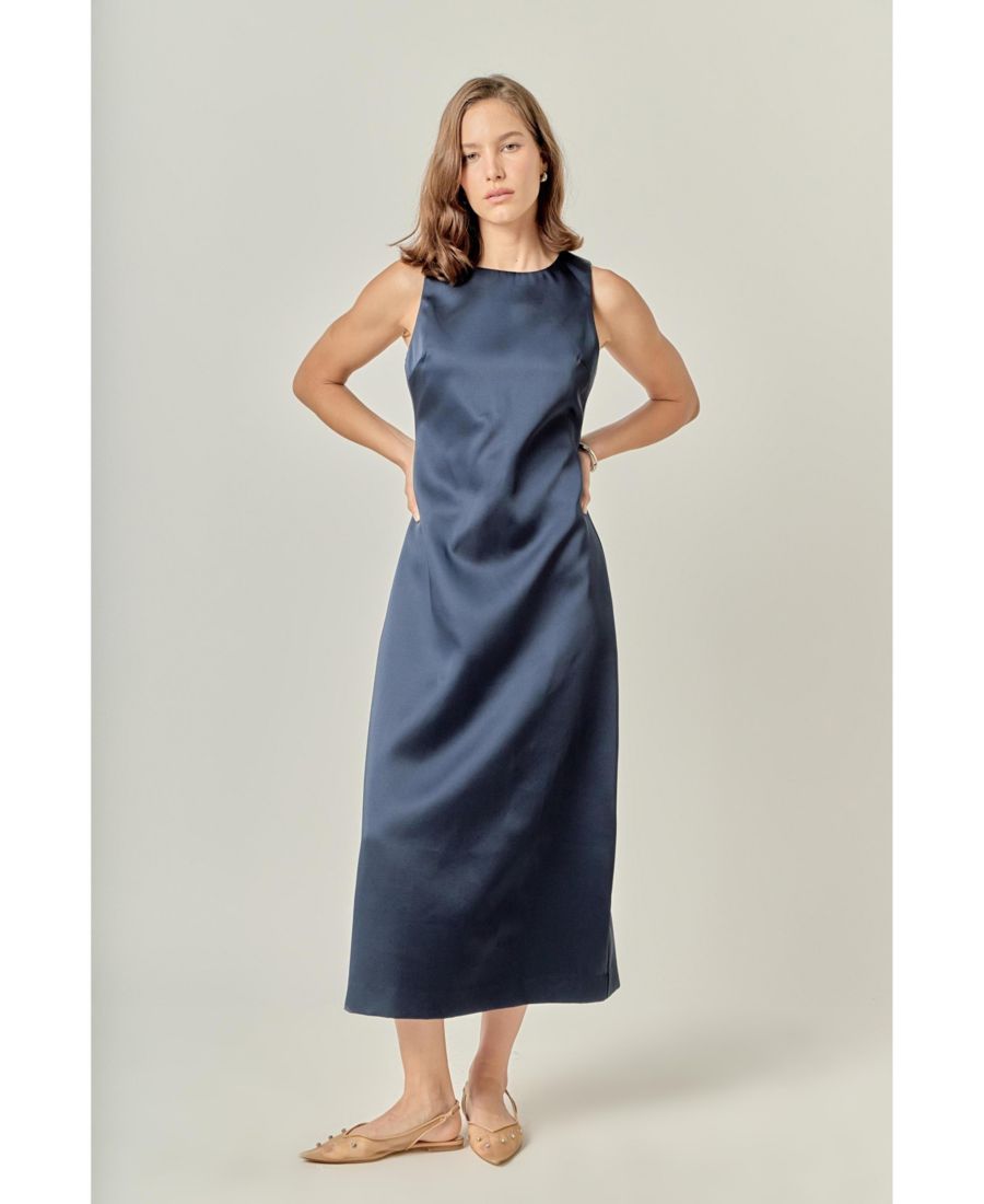 Женское атласное платье миди без рукавов English Factory, Navy
Женское атласное платье миди без рукавов English Factory, Navy