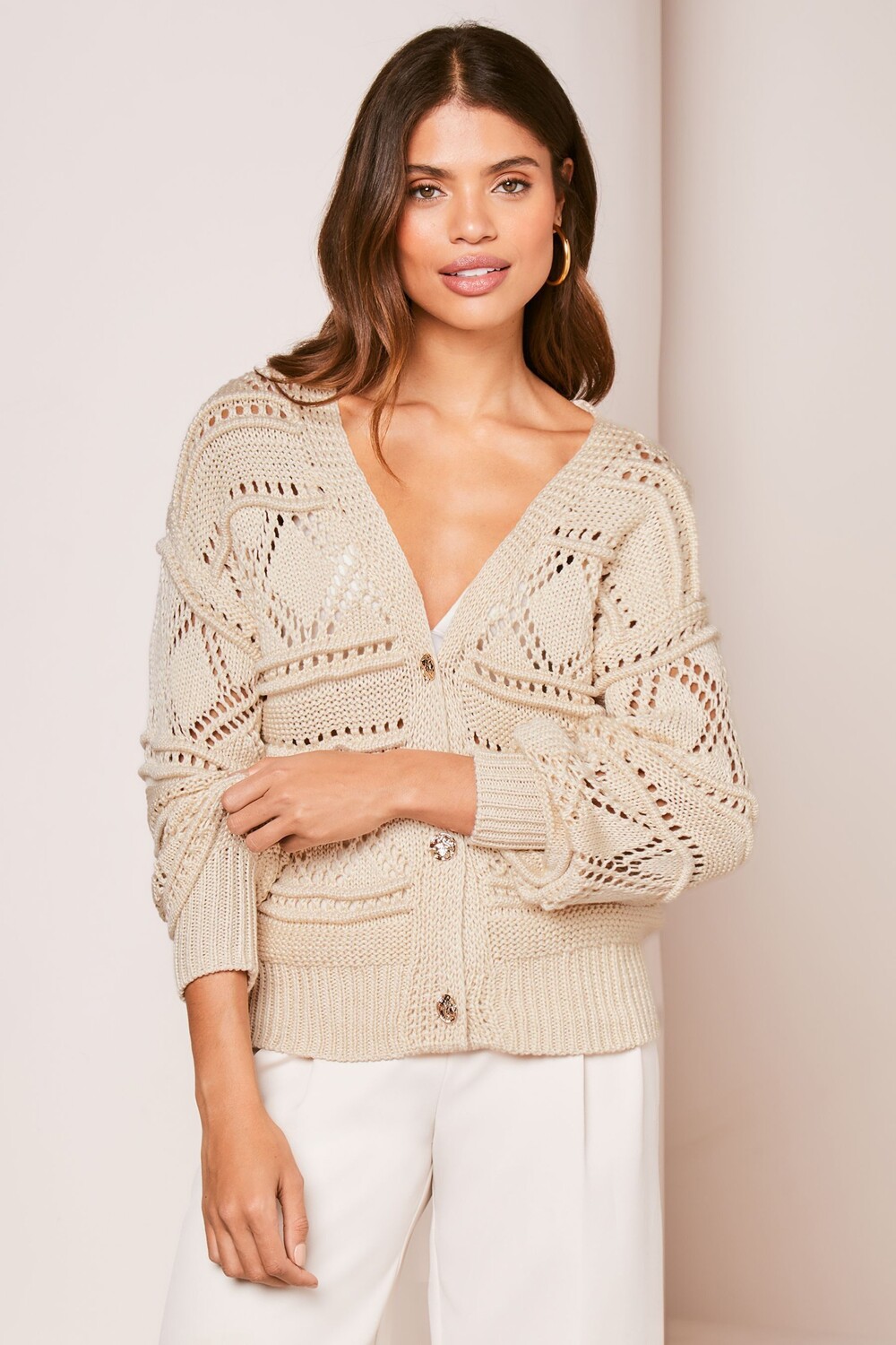 Кардиган объемной вязки смешанной вязки Lipsy, белый 
Кардиган объемной вязки смешанной вязки Lipsy, белый