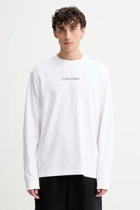 Хлопковый лонгслив Calvin Klein, белый
Хлопковый лонгслив Calvin Klein, белый