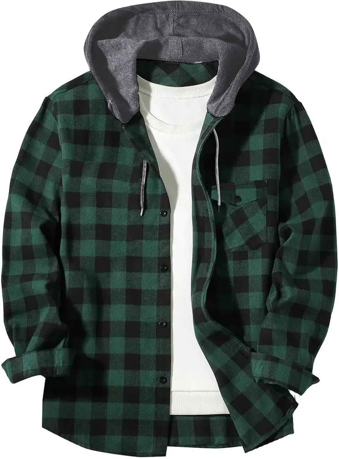 Мужская фланелевая толстовка с капюшоном Casual Button Down в клетку
Мужская фланелевая толстовка с капюшоном Casual Button Down в клетку