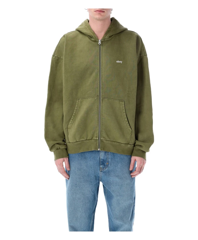 Стильная толстовка на молнии насыщенного цвета. Obey, зеленый
Стильная толстовка на молнии насыщенного цвета. Obey, зеленый