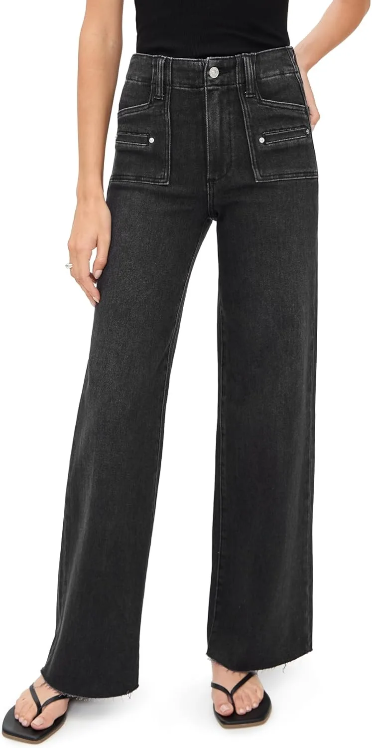 PAIGE Женские джинсы Anessa с накладными карманами и необработанным краем
PAIGE Женские джинсы Anessa с накладными карманами и необработанным краем