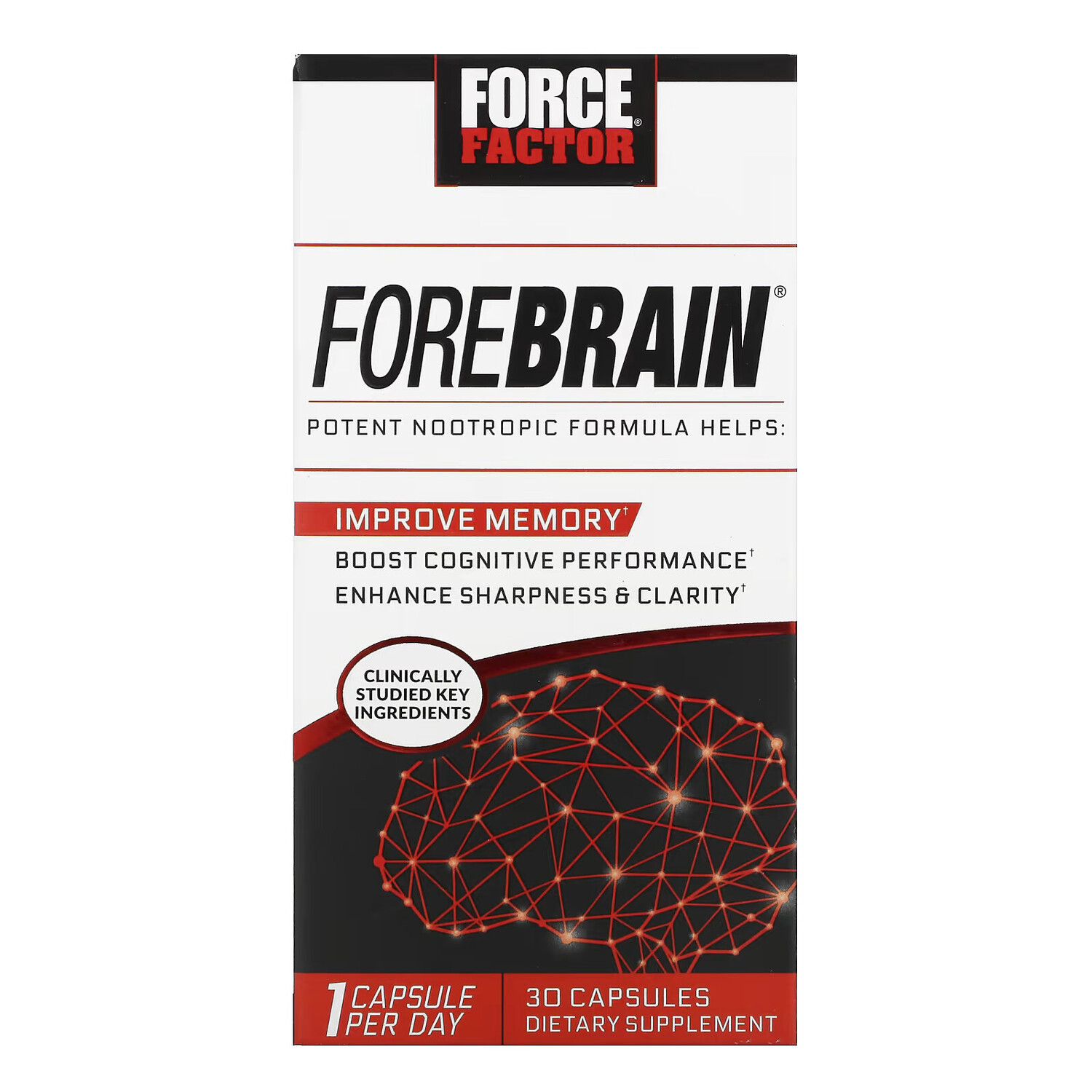 Force Factor, Forebrain, 30 капсул
Force Factor, Forebrain, 30 капсул