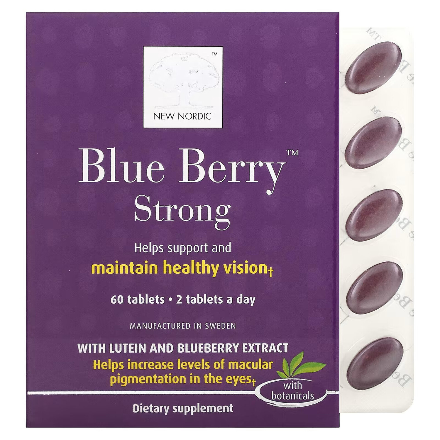New Nordic, Blue Berry, добавка сильного действия, 60 таблеток
New Nordic, Blue Berry, добавка сильного действия, 60 таблеток
