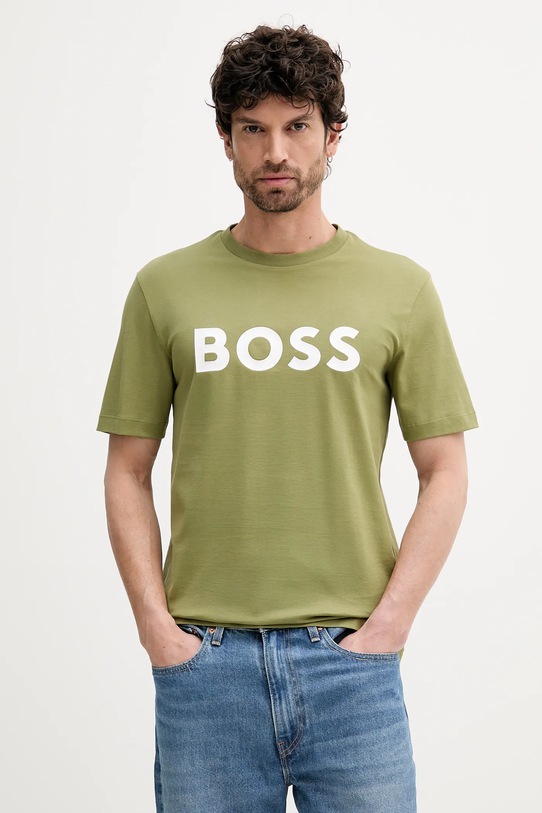 Хлопковая футболка Boss, зеленый
Хлопковая футболка Boss, зеленый