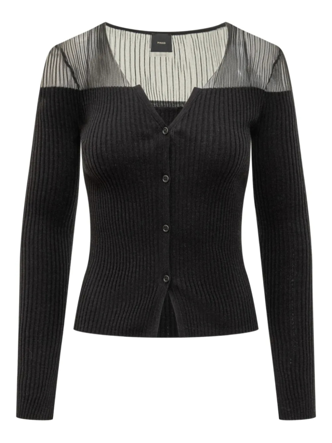 Кардиган PINKO с прозрачными вставками в рубчик, черный
Кардиган PINKO с прозрачными вставками в рубчик, черный