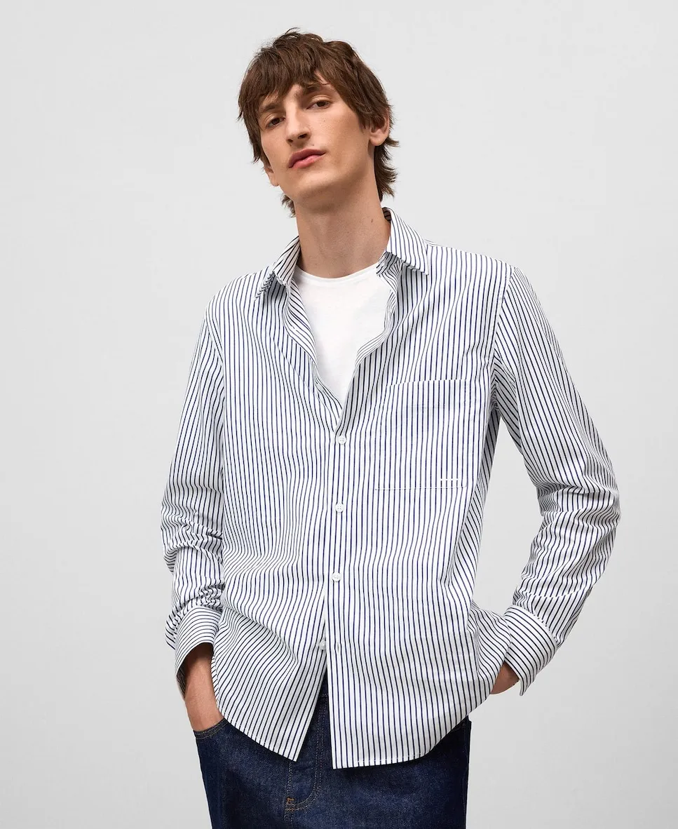 Мужская полосатая рубашка из хлопка с длинным рукавом Adolfo Dominguez, белый
Мужская полосатая рубашка из хлопка с длинным рукавом Adolfo Dominguez, белый