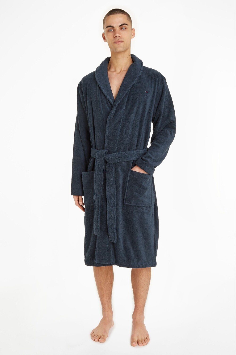 Значок хлопкового халата Tommy Hilfiger, синий 
Значок хлопкового халата Tommy Hilfiger, синий
