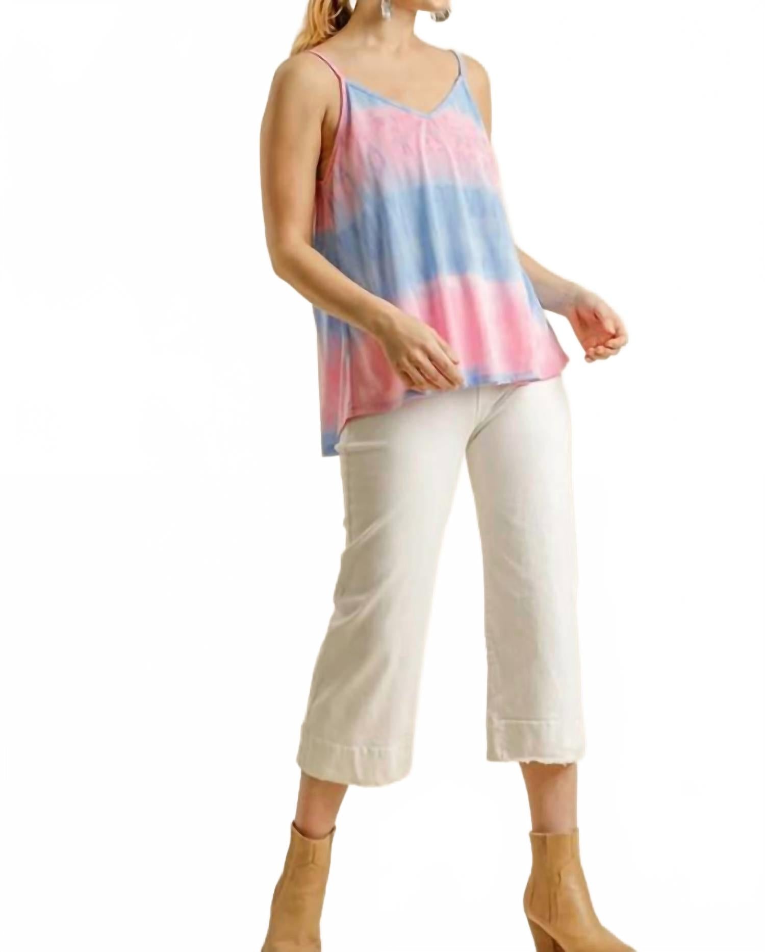 Топ с эффектом тай-дай в розово-голубом цвете Umgee 
Топ с эффектом тай-дай в розово-голубом цвете Umgee