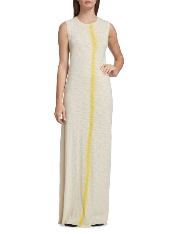 Платье Atm Anthony Thomas Melillo макси без рукавов из джерси с аэрозольной окраской, светло-бежевый 
Платье Atm Anthony Thomas Melillo макси без рукавов из джерси с аэрозольной окраской, светло-бежевый